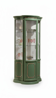 Halber Schrank Vitrinen Glas Schrank Vitrine Holz Wohnzimmer Luxus Grün Anrichte
