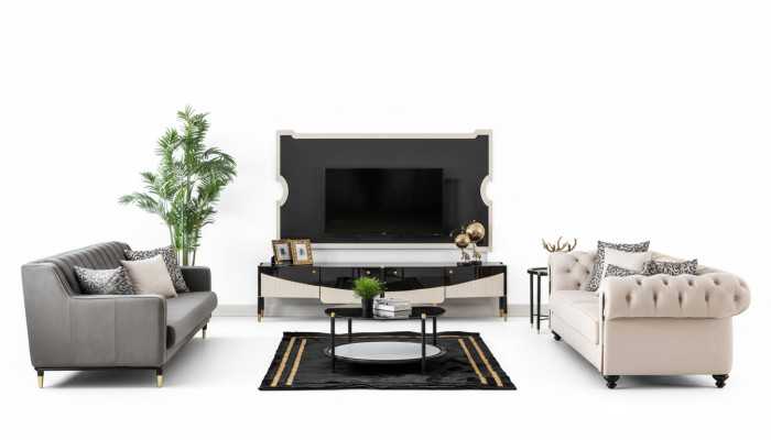 Sofagarnitur Couch Set Sofa Polster Möbel Couchtisch 3tlg Chesterfield
