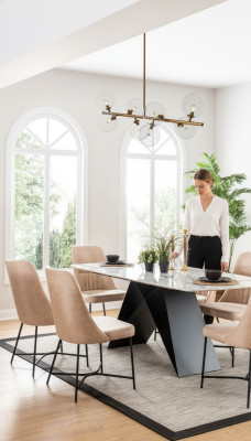 Essgarnitur Essgruppe Möbel Gruppe Esszimmer Esstisch 6x Stuhl Garnitur 7tlg