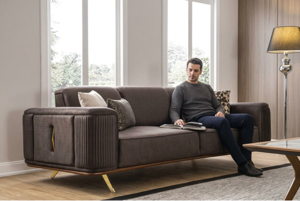 Sofas 4 Sitzer Textil Big Möbel Wohnzimmer Modernes Neu Sofa Polyester Couch