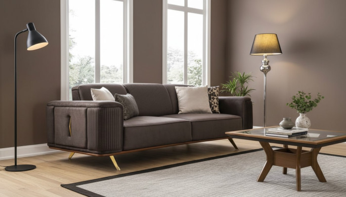 Sofas 4 Sitzer Textil Big Möbel Wohnzimmer Modernes Neu Sofa Polyester Couch