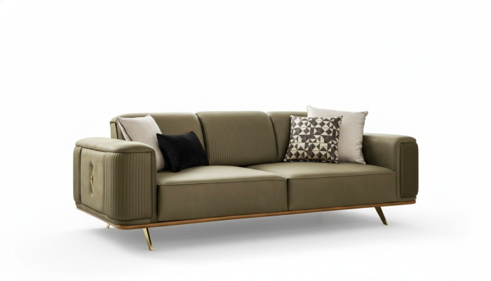 Chesterfield Sofa 4 Sitz Wohnzimmer Viersitzer Design schwarz Textil Couchen