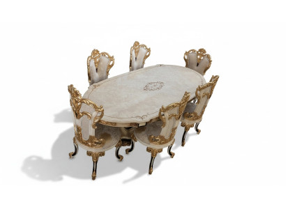 Komplett Set Esstisch + 6 Stühle Esszimmer Set Ess Gruppe Holz Tisch Tische 7tlg