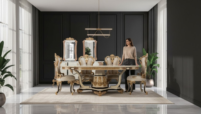 Klassischer Luxus Tisch Holz Tische Barock Rokoko Antik Stil Ess Wohn Zimmer neu