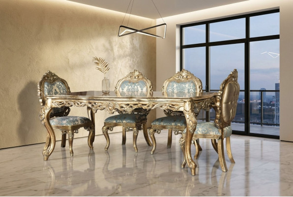 Goldene Stühle Esszimmer Stuhlgruppe Stuhl Set Garnitur 4x Polster Polster