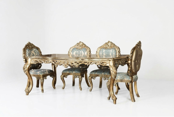 Goldene Stühle Esszimmer Stuhlgruppe Stuhl Set Garnitur 4x Polster Polster