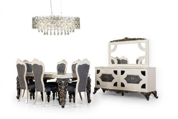 Luxus Esszimmergruppe Gruppe 6 Stühle Esstisch Sideboard Esszimmer Set 9tlg.