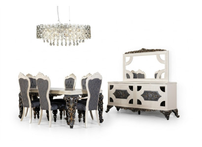 Luxus Esszimmergruppe Gruppe 6 Stühle Esstisch Sideboard Esszimmer Set 9tlg.