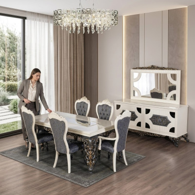 Esstisch Essgruppe Klassischer Tisch Esszimmer Set 7tlg Set Stuhl 6x Stühle neu