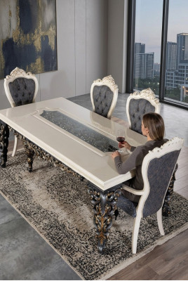 Esszimmer Stuhl Sessel Set 2x Stühle mit Armlehnen + 2x Stühle Luxus Sessel Neu