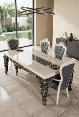 Esszimmer Stuhl Sessel Set 2x Stühle mit Armlehnen + 2x Stühle Luxus Sessel Neu