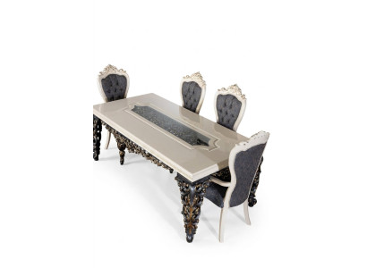 Esszimmer Stuhl Sessel Set 2x Stühle mit Armlehnen + 2x Stühle Luxus Sessel Neu