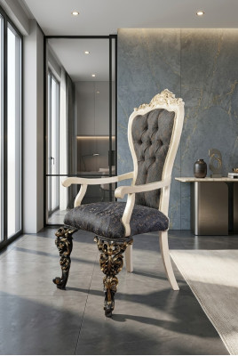 Klassischer Stuhl 1x Esszimmer Lehn Sessel Lounge Club mit Armlehnen Luxus Neu