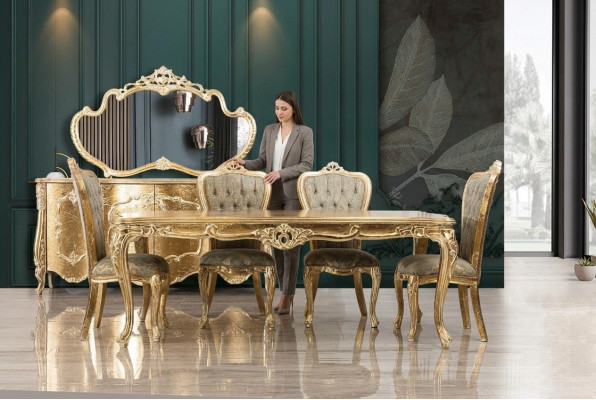 Barock Antik Stil Esstisch Tisch Echtes Holz Klassische Designer Tische Rokoko