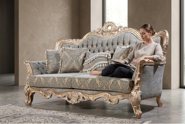 Chesterfield 3 Sitzer Designer Sofa Luxus Polster Sofas Couchen Stoff Textil
