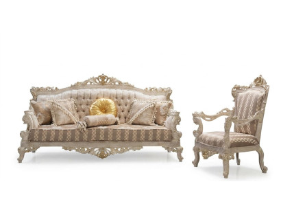 Sofagarnitur Klassische Luxus Sofas Sessel Wohnzimmer set 3+1 Sitz Chesterfield