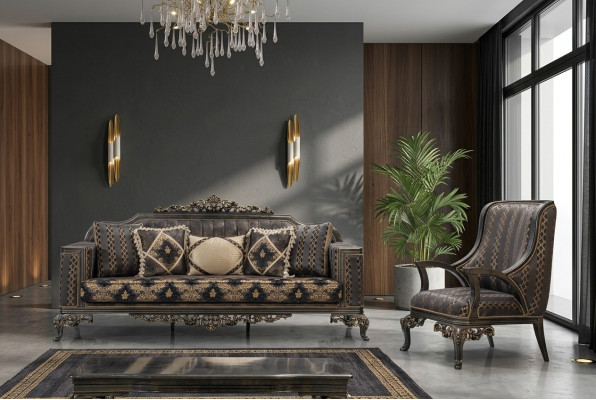 Luxus Chesterfield Sofagarnitur 3+1 Sitzer Klassische Sofa Barock Polster Sitz