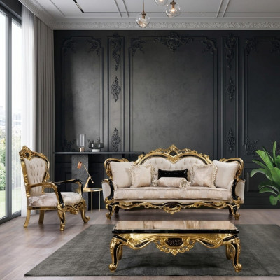 Sofagarnitur Klassische Luxus Sofas Sessel Wohnzimmer set 3+1 Sitz Chesterfield