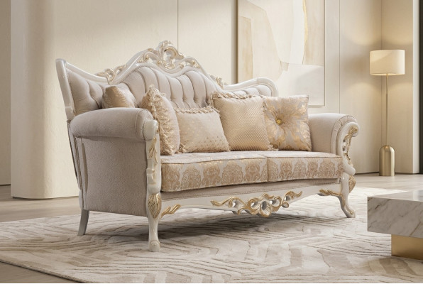 Sofa 3 Sitzer Stoff Dreisitzer Sofas Luxus Wohnzimmer Barock Stil Couch Barock