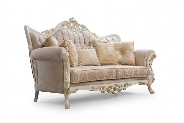 Sofa 3 Sitzer Stoff Dreisitzer Sofas Luxus Wohnzimmer Barock Stil Couch Barock