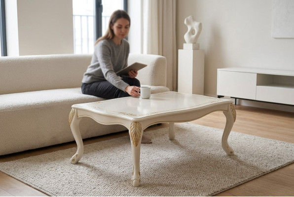 Couchtisch Klassische Beistelltisch Luxus Wohnzimmer Design Tisch Möbel Holz Neu