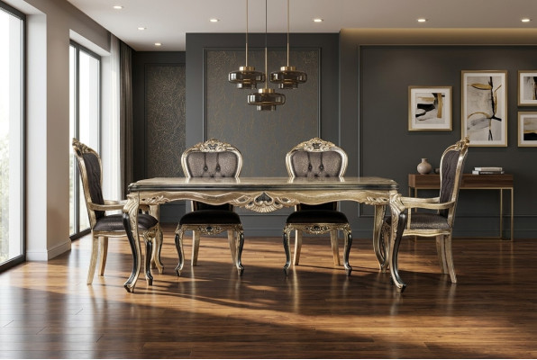 Klassischer Esstisch Tisch Barock Tische Esstische Holztisch 208x108 cm
