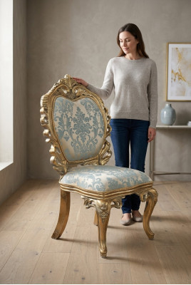 Esszimmer Lehnstuhl Polsterstuhl ohne Armlehne Luxus Sessel Stühle Wohnzimmer