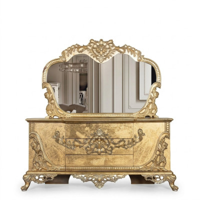 Set Kommode Spiegel Garnitur Kommoden Holz Gruppe Sideboard Möbel Barock