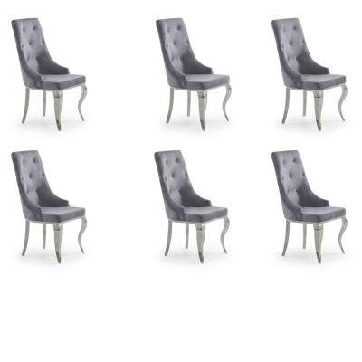 6x Stuhl Chesterfield Designer Polster Stühle Sitz Textil Garnitur Neu