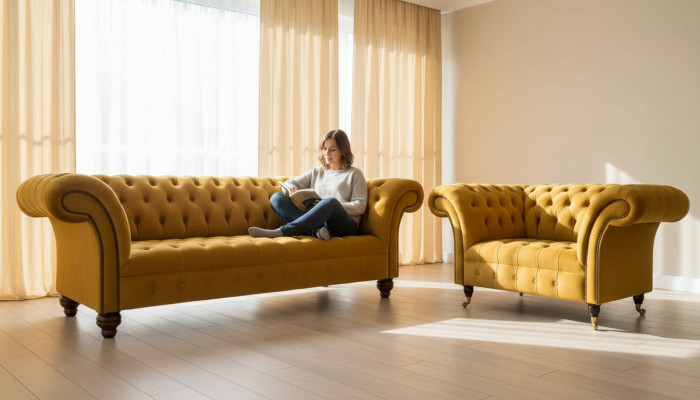 Chesterfield Sofagarnitur 2+1 Sitzer Design Polster Modern Garnitur
