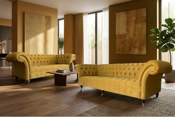 Sofagarnitur 3+2 Sitzer Set Design Sofas Polster Couchen Chesterfield