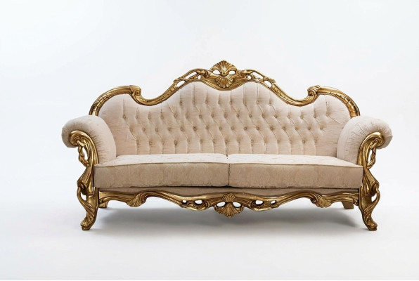 Sofa 3 Sitz Stoff Dreisitzer Sofas Luxus Wohnzimmer Chesterfield Barock