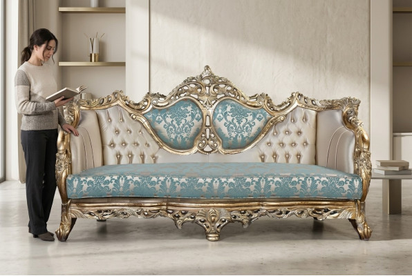 Sofa 3 Sitzer Designer Sofa Luxus Polster Sofas Couchen Stoff Textil Neu