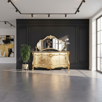 Anrichte Spiegel Luxus Kommode Garnitur Möbel Kommoden Anrichten Gold