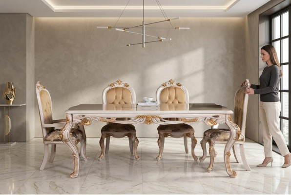 Esstisch Garnitur Gruppe Esszimmer Tisch Stuhl Set 4x Stuhl Holz 5tlg