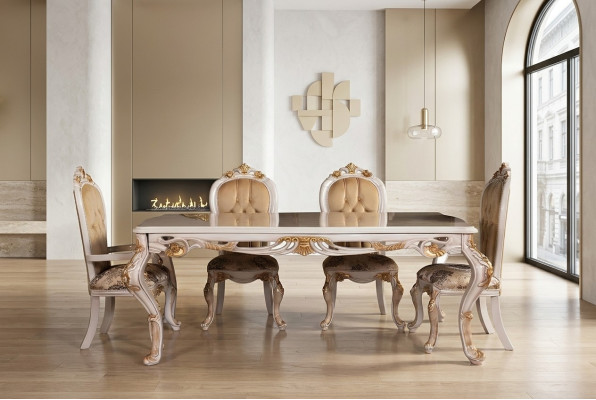 Esstisch Garnitur Gruppe Esszimmer Tisch Stuhl Set 4x Stuhl Holz 5tlg