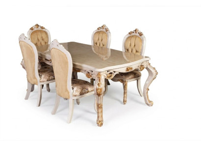 Beige Klassische Esszimmermöbel Designer Esstisch mit Chesterfield Poslterstühlen