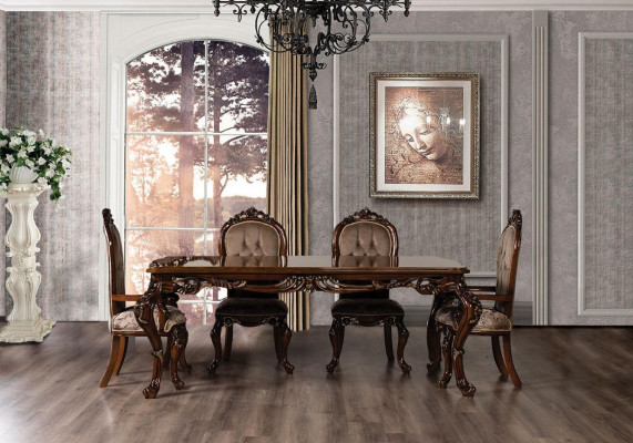 Klassisches Esszimmer Tisch mit 4 Stühlen Barock Rokoko Stil Möbel