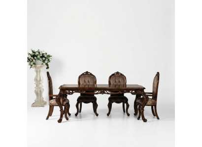 Klassisches Esszimmer Tisch mit 4 Stühlen Barock Rokoko Stil Möbel