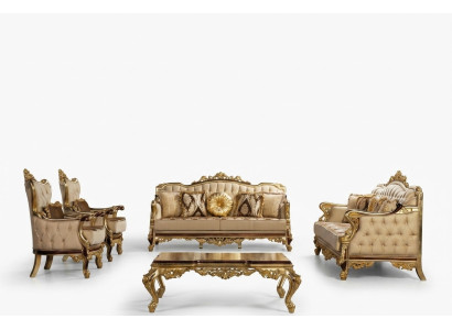 Goldene Sofagarnitur Barock Rokoko Set Komplett Couch Sofa 5tlg. Neu