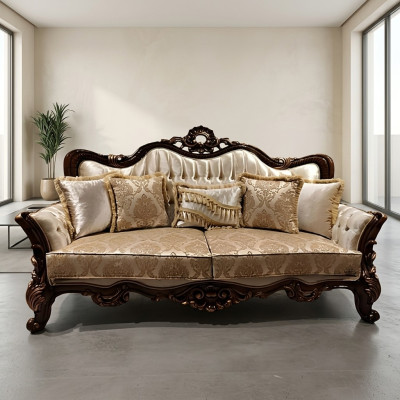Chesterfield Barock Dreisitzer Möbel Sofa Couchen Stoff Gold Couch