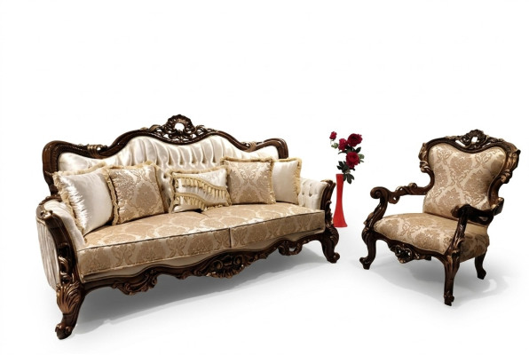 Klassische Sofagarnitur Wohnzimmer Sofa Couch Möbel einrichtung 3+1 Sitz