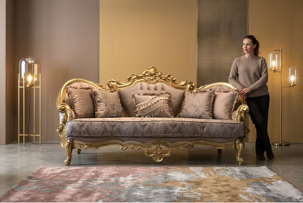 Dreisitzer Couch Polster Möbel Klassisches Sofa Französische Einrichtung