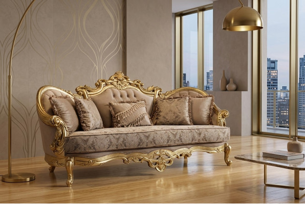 Dreisitzer Couch Polster Möbel Klassisches Sofa Französische Einrichtung