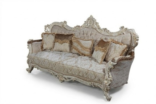 Chesterfield Barock Dreisitzer Couch Möbel Couchen Stoff Gold Sofa