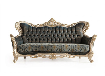 Barock Dreisitzer Chesterfield Couch Möbel Sofa Couchen Stoff Gold