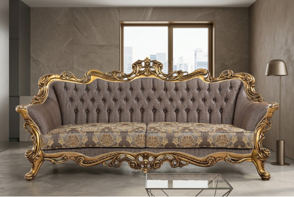Klassische Chesterfield Couch Dreisitzer Goldenere Rahmen Sofa Couchen