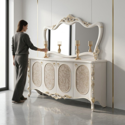 Luxus Möbel Wohnzimmer Sideboard Mit Spiegel Design Konsole Sideboard Holz