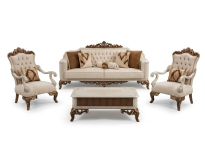 Klassische Couchgarnitur 4tlg. Set 311 Sitz + Couchtisch Sofa Barock Rokoko