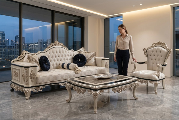 Luxus Wohnzimmer Couch Set 3+1 mit Couchtisch Sofagarnitur Sofa Couchen